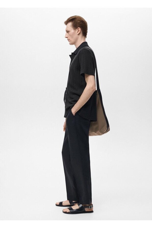 Düğmeli triko polo gömlek - 7