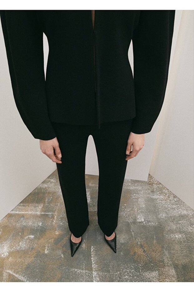 Yan yırtmaçlı triko pantolon - 1