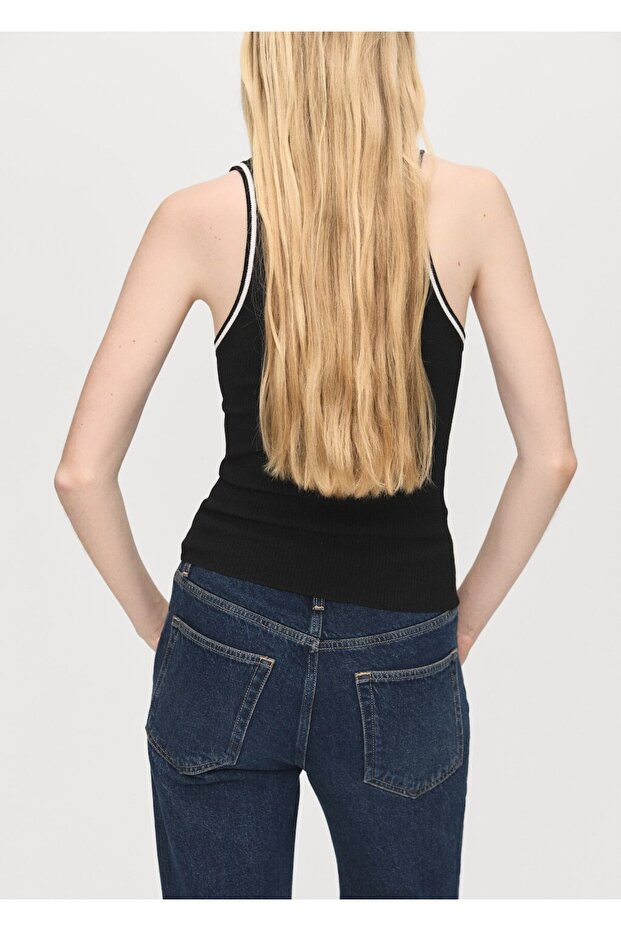 Kontrast detaylı triko bluz - 4