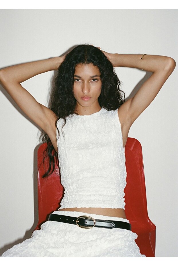 Askılı dantel tişört - 8