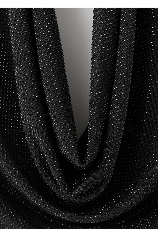 Kristal detaylı drape yaka bluz - 7