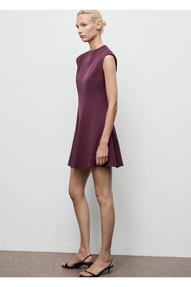 Dikişli evaze elbise - 7