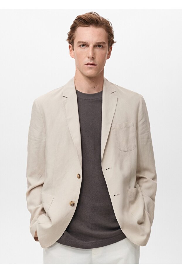Slim fit keten blazer ceket - 1