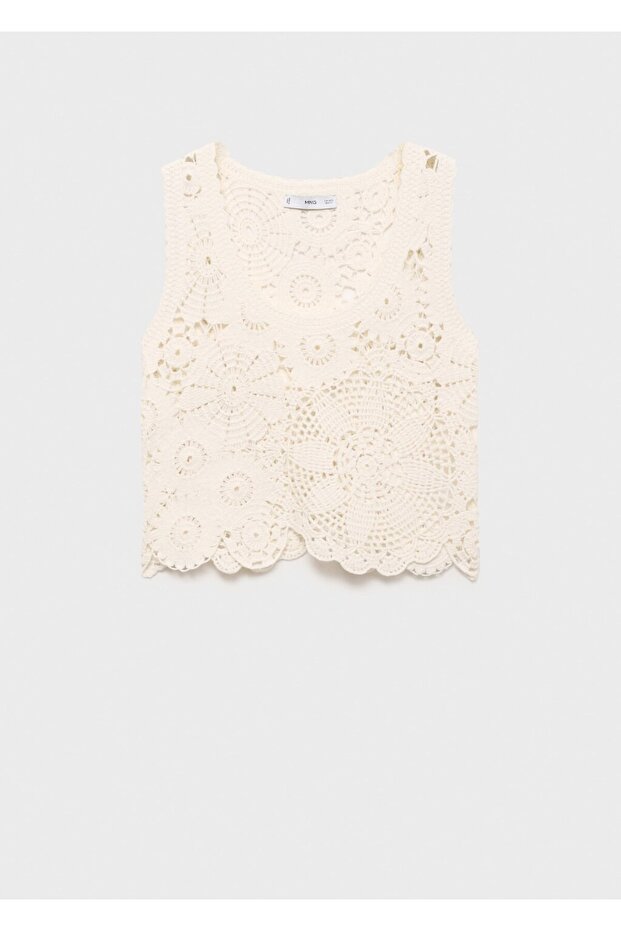 Kroşe çiçekli bluz - 3