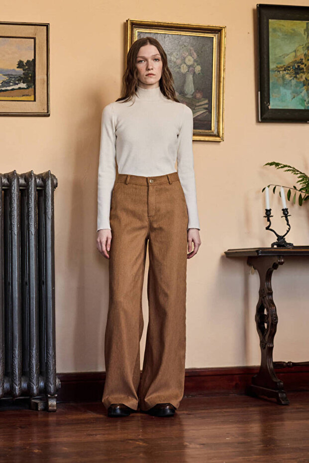 CAMEL FİTİLLİ KADİFE PANTOLON - 1