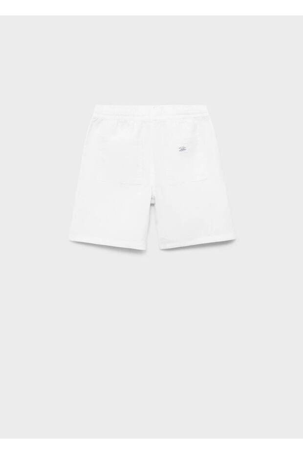 Beli elastik keten bermuda şort - 4