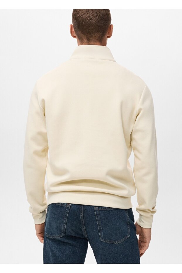 Fermuarlı regular kesim pamuklu sweatshirt - 4