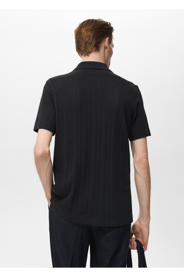 Düğmeli triko polo gömlek - 4