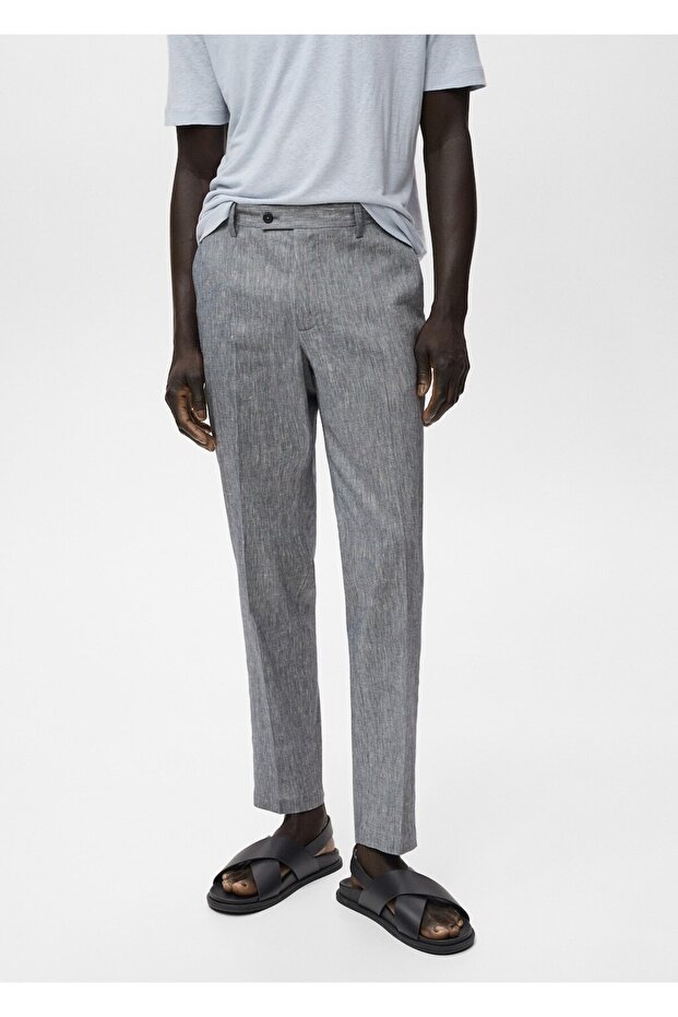 Dar kesimli keten pantolon - 1