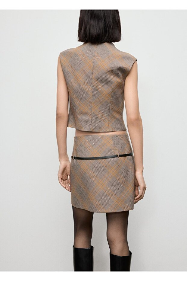 Kareli dar kesim bluz - 4