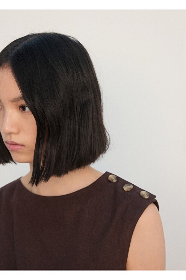 Anvelop kesim keten elbise - 6