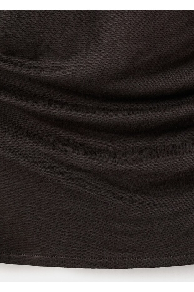 Drape yaka asimetrik bluz - 5