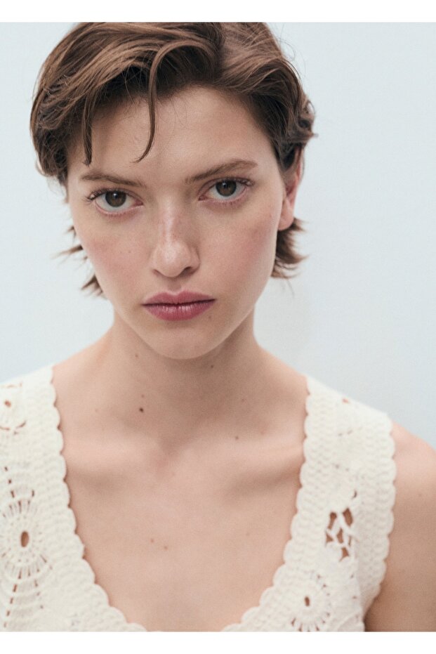 Kroşe çiçekli bluz - 6