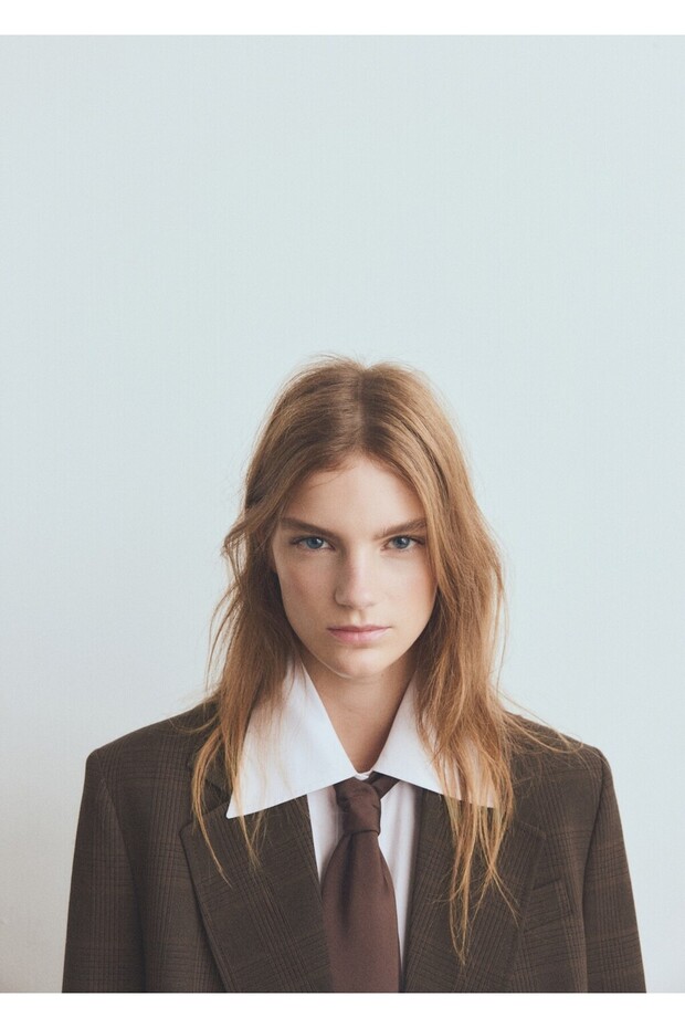 Kareli çift düğmeli blazer ceket - 6