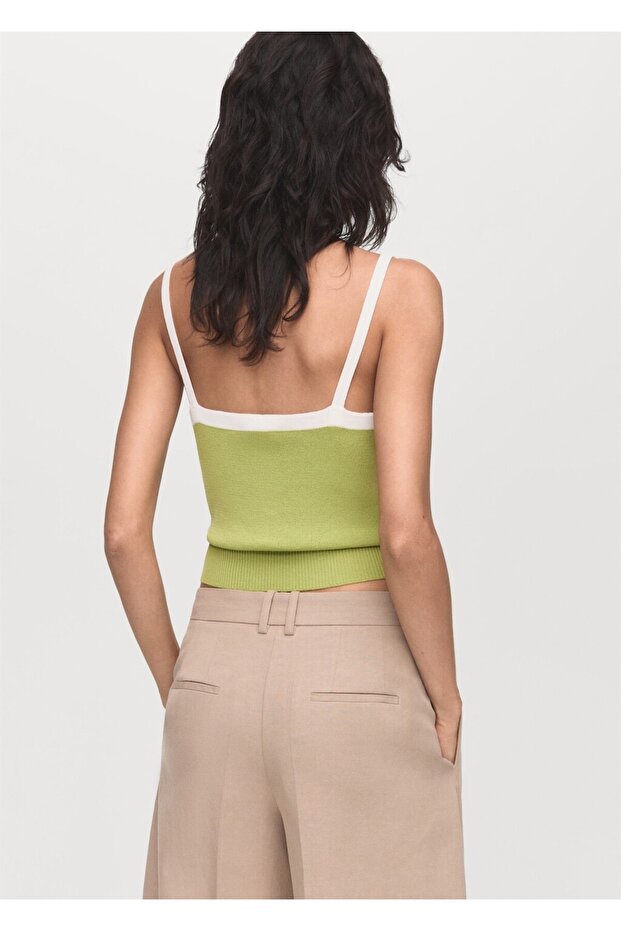 Sırtı kruvaze triko bluz - 4