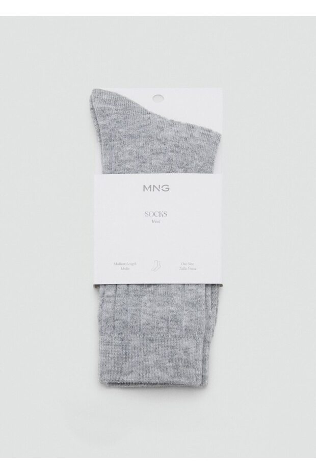 Yün karışımlı fitilli çoraplar - 4