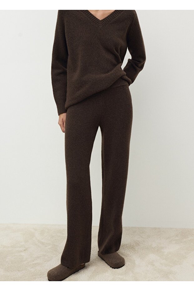 Düz kesim triko pantolon - 1