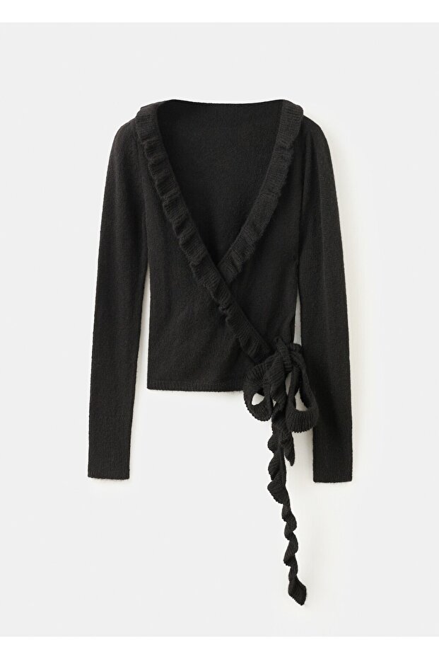 Volanlı triko hırka - 3