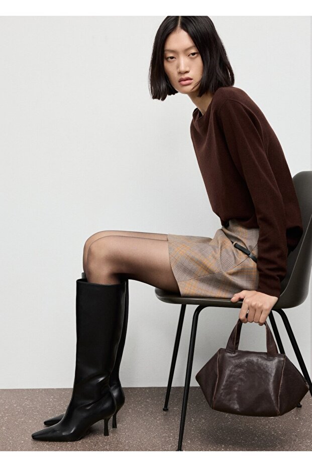 Kemerli kareli etek - 7