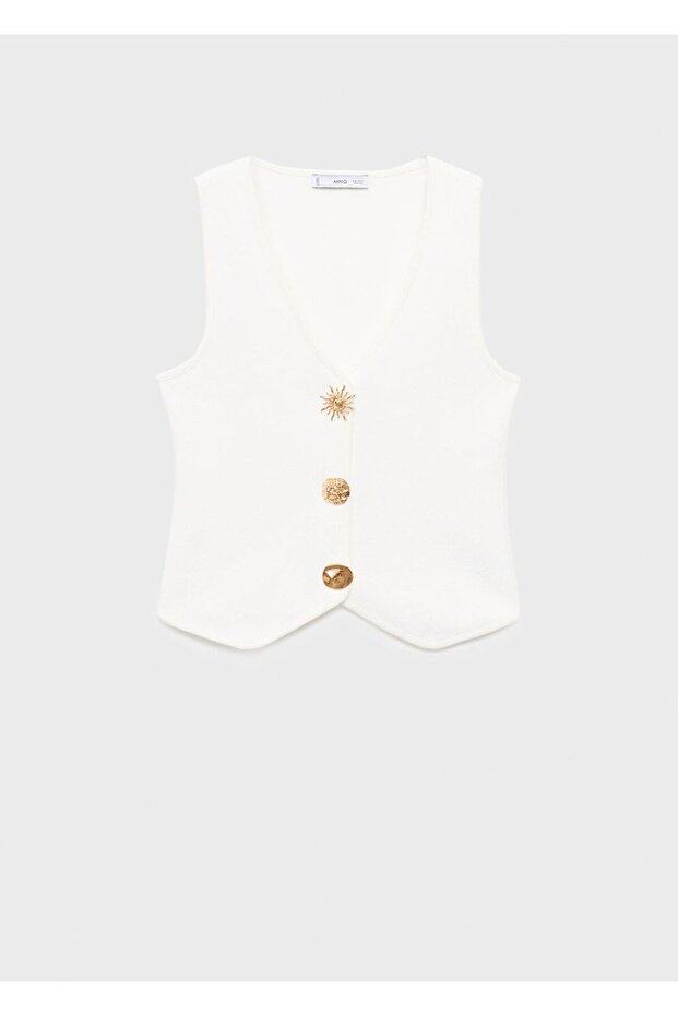 Mücevher düğmeli triko yelek - 3