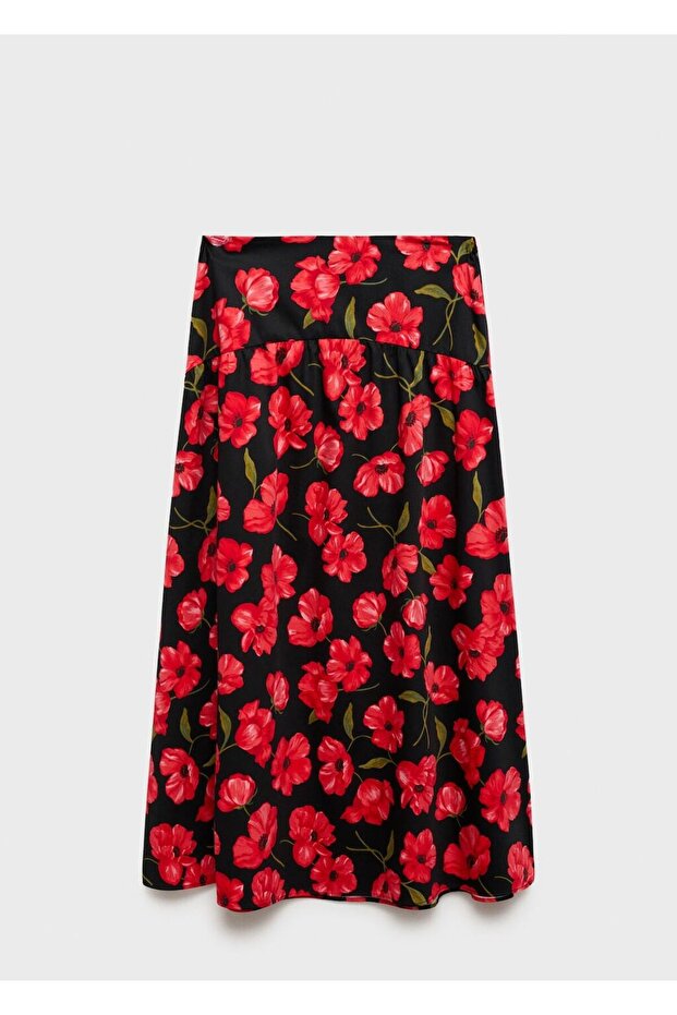 Çiçek desenli evaze etek - 3