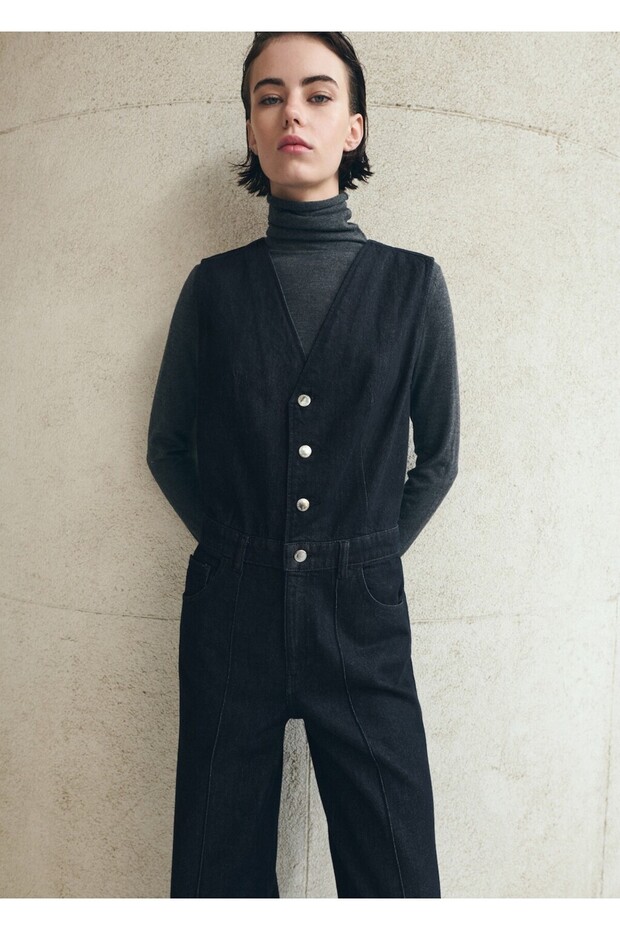 Düğmeli kot tulum - 1