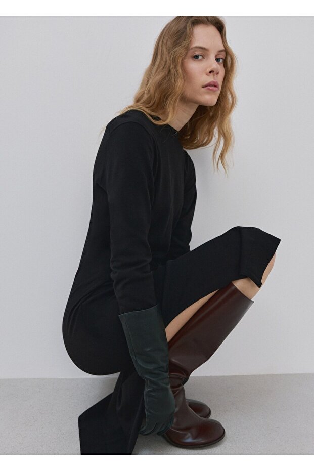 Düğümlü örgü elbise - 7