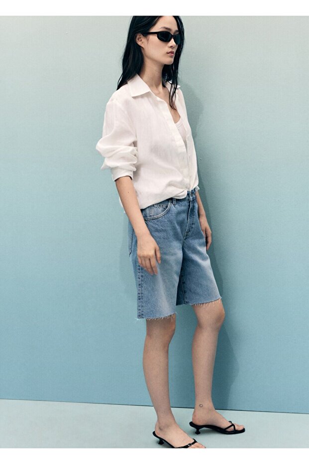 Dikişşsiz denim şort - 7