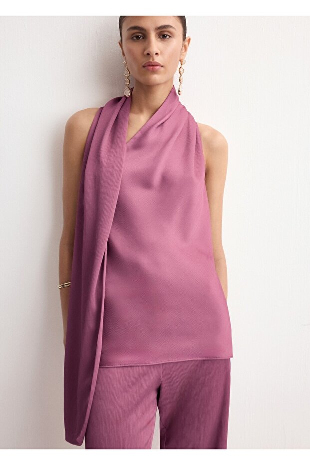 Fular yakalı bluz - 1