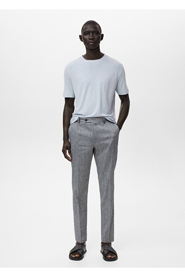 Dar kesimli keten pantolon - 2