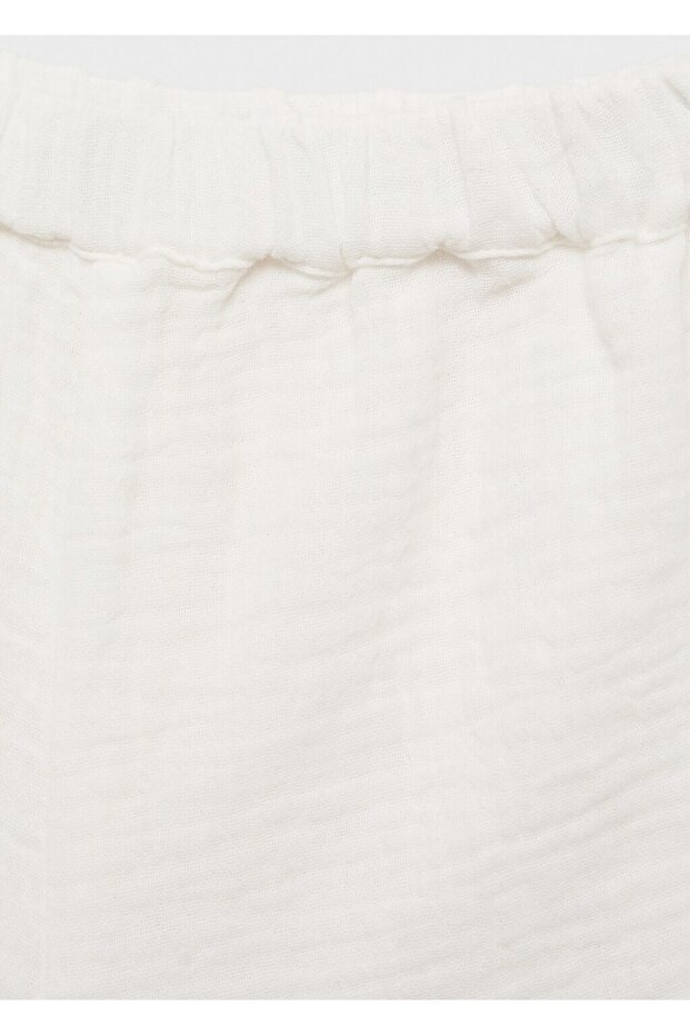 İşlemeli bambula şort - 5