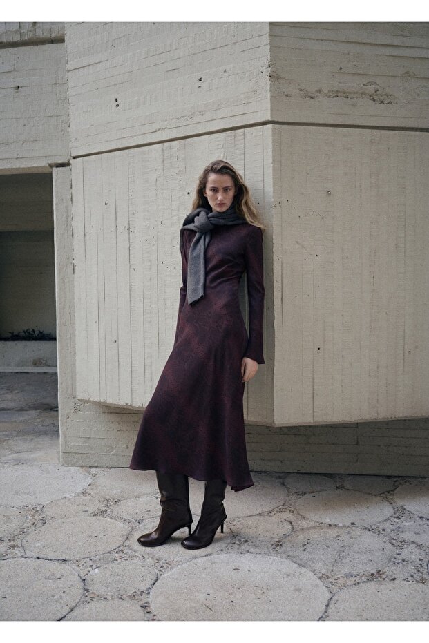 Hayvan desenli A-line elbise - 2