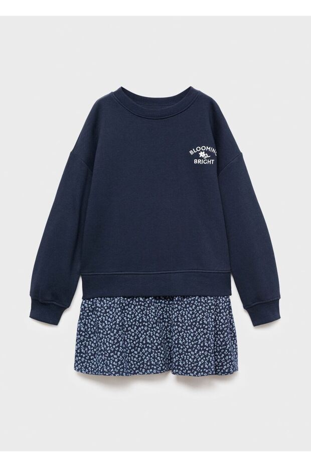 Çiçek desenli sweatshirt elbise - 3