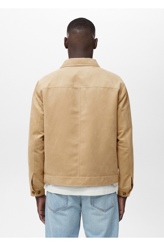 Süet deri görünümlü gömlek ceket - 4