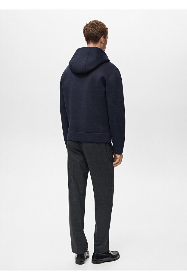 Neopren görünümlü fermuarlı sweatshirt - 4