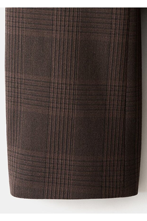 Kareli çift düğmeli blazer ceket - 5