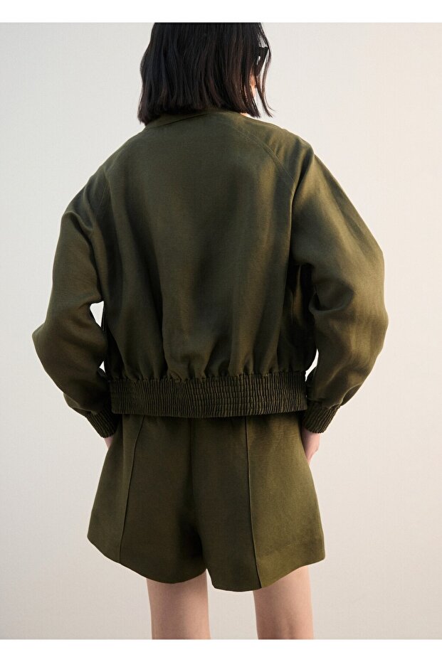 Keten karışımlı düğmeli ceket - 4