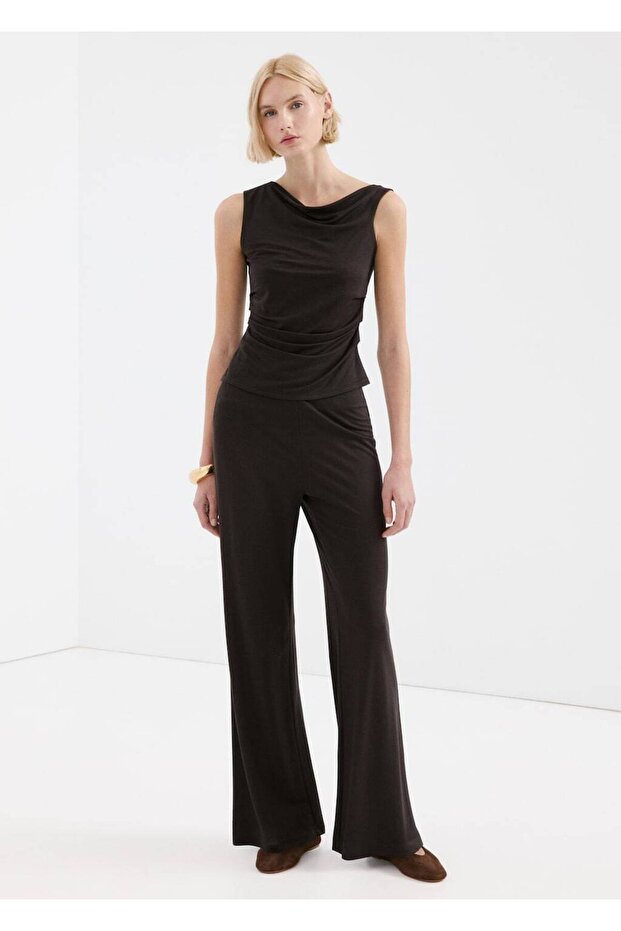 Drape yaka asimetrik bluz - 2