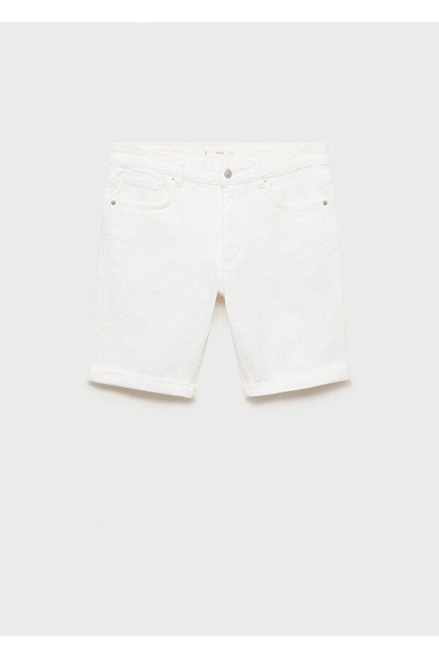 Slim fit kot bermuda şort - 3