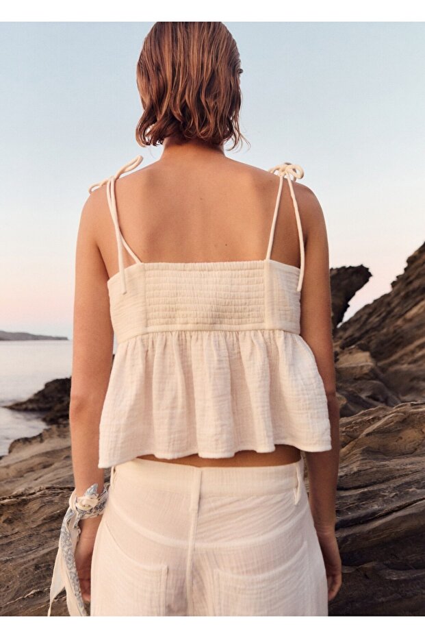 Flounced Cotton Blouse - 4