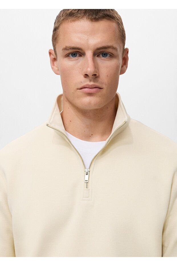 Fermuarlı regular kesim pamuklu sweatshirt - 6