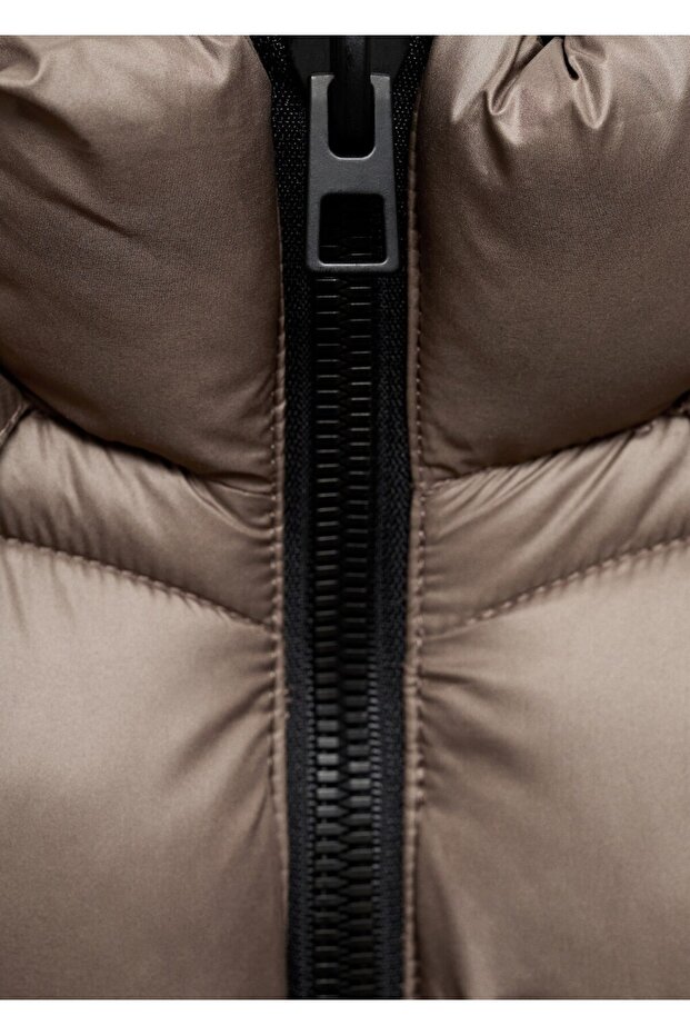 Kapüşonlu midi kapitone anorak - 5