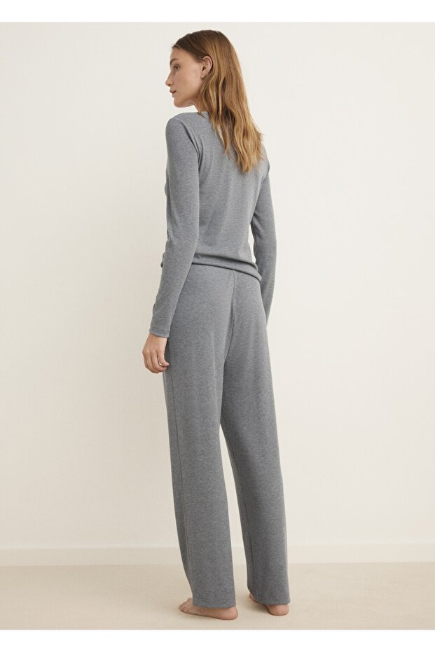 Düğmeli ribana triko tişört - 4