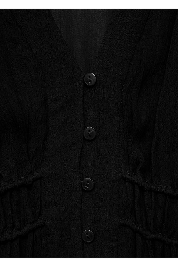 Kabarık kollu şifon elbise - 8