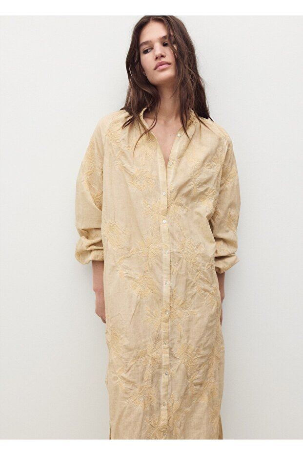 Overdyed işlemeli pamuklu gecelik - 1