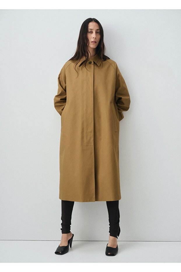 %100 pamuklu uzun trençkot - 2