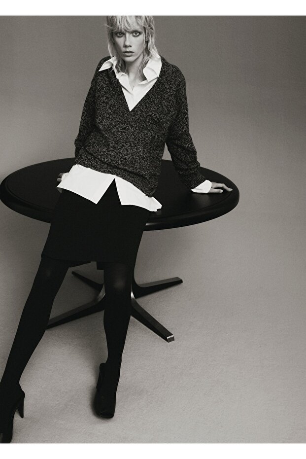 Kırçıllı V yaka kazak - 8