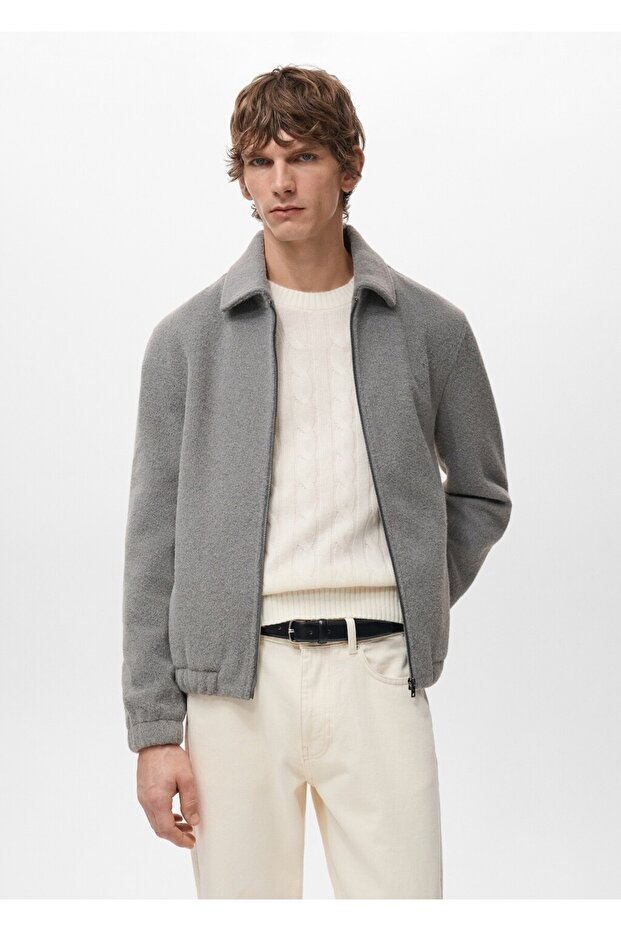 Dokulu fermuarlı sweatshirt - 1