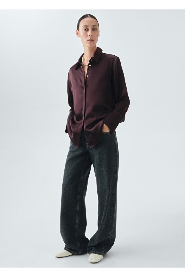 %100 saten ipek gömlek - 2