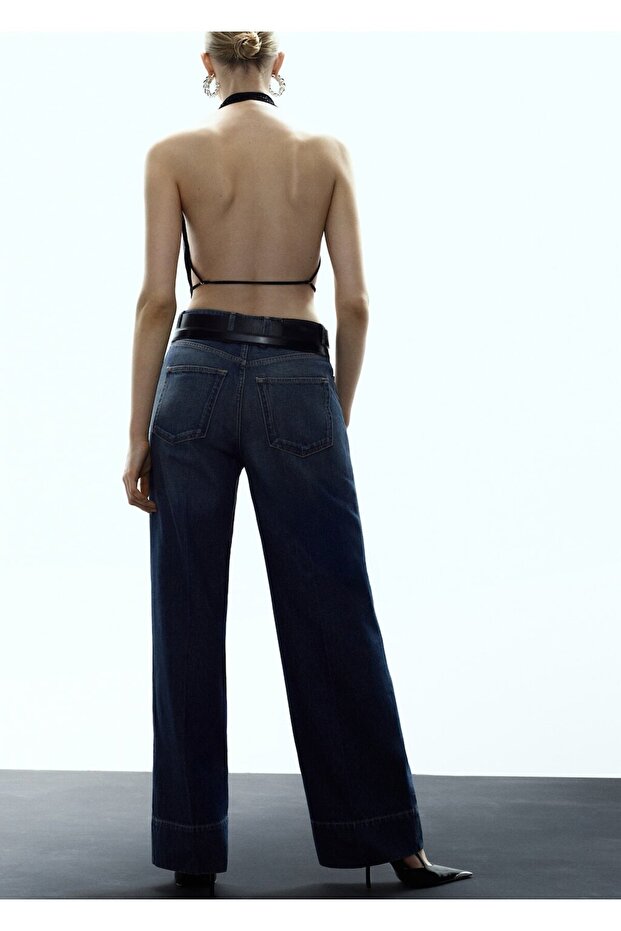 Kristal detaylı drape yaka bluz - 4